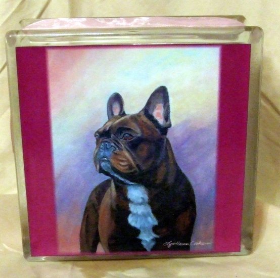 French Bulldog 8x8 Glass Block Light F4005