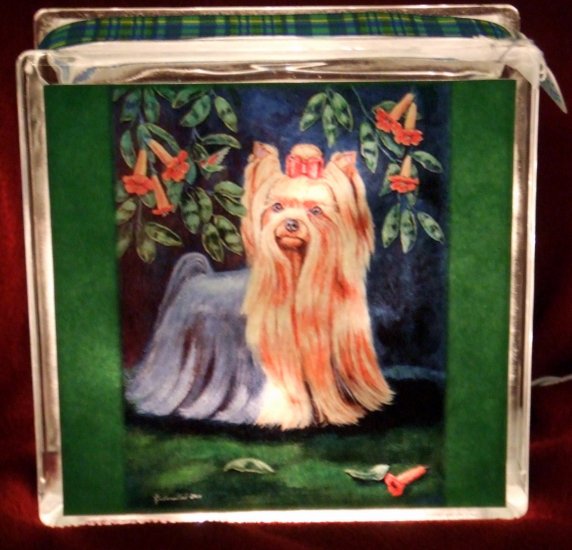 Yorkshire Terrier 8x8 Glass Block