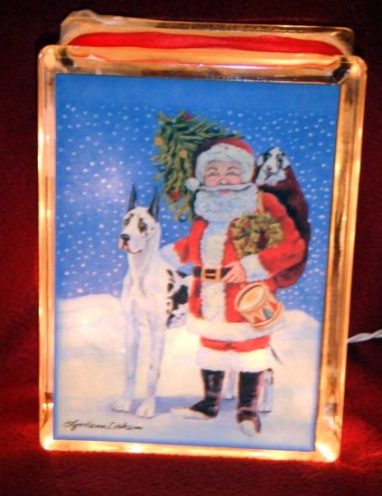 Great Dane Christmas Glass Block 6x8