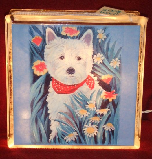 West Highland White Terrier 8x8 Glass Block