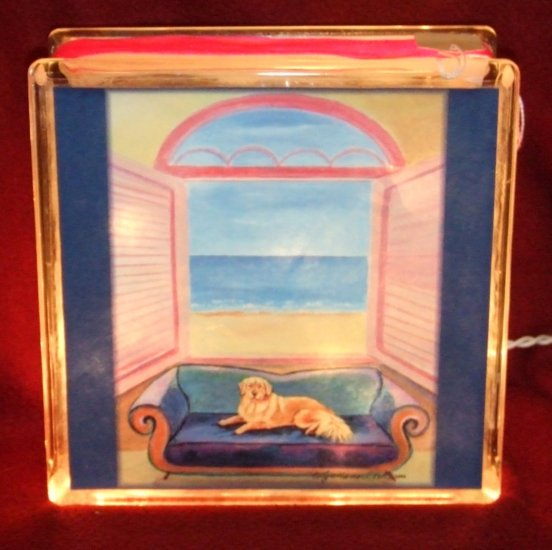 Golden Retriever 8"x8" Glass Block Light