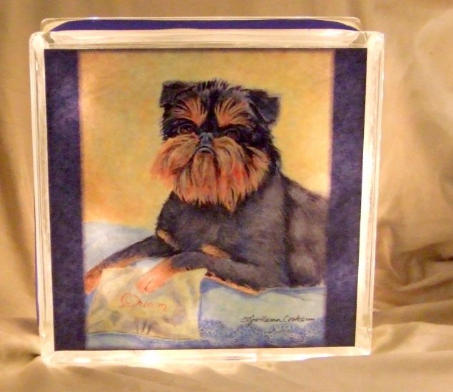 Brussels Griffon 8"x8" Glass Block Light