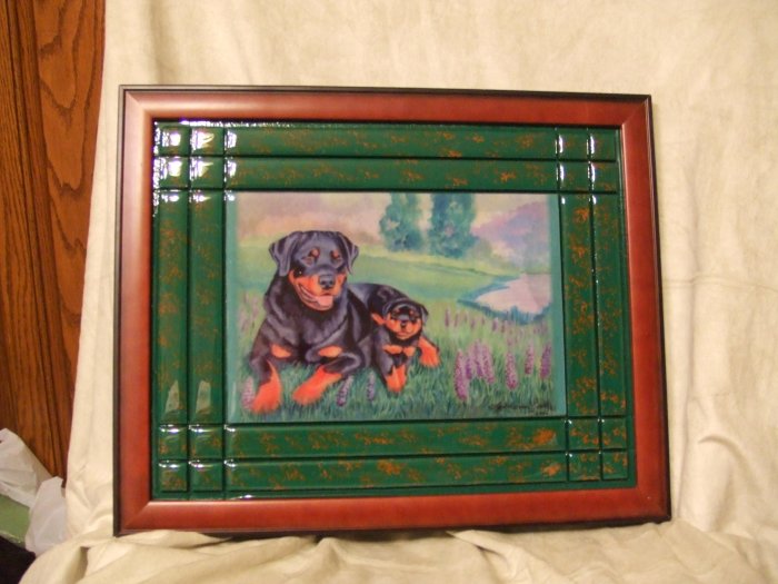 Rottweiler and Pup 11x14 Tile Picture