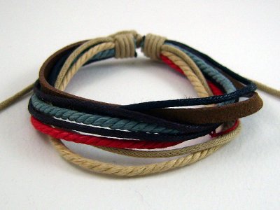 Unisex multi Leather with Cord Bracelet Free Shipping a