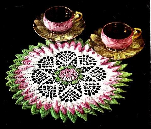 Sunburst Rose Doily Pattern Crocheted Vintage 723071