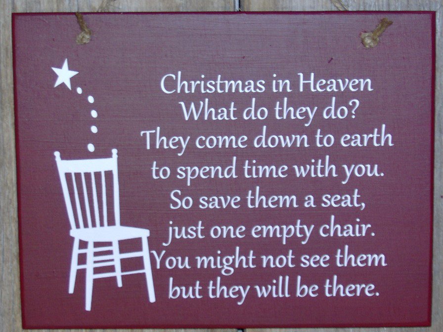 Christmas In Heaven Seat Chair Wood Vinyl Sign Holiday