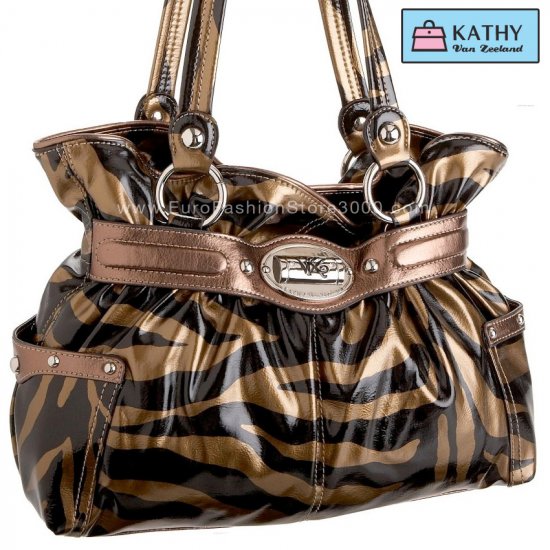 KATHY VAN ZEELAND H41606 Poseidon Belt Shopper Bronze Zebra 17806 (Animal Print) Handbag