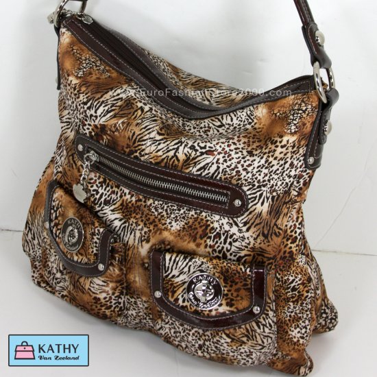 KATHY VAN ZEELAND H36222 Turn It Up N/S Hobo Multi Safari (Zebra, Cheetah...) Handbag
