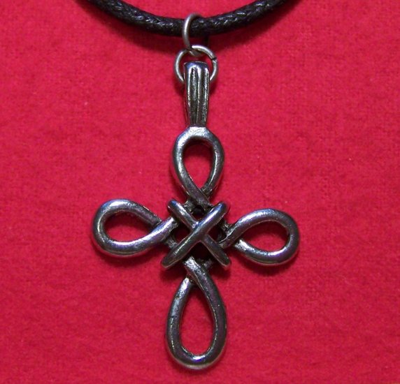 Antiqued Pewter Woven Celtic Cross Pendant Necklace