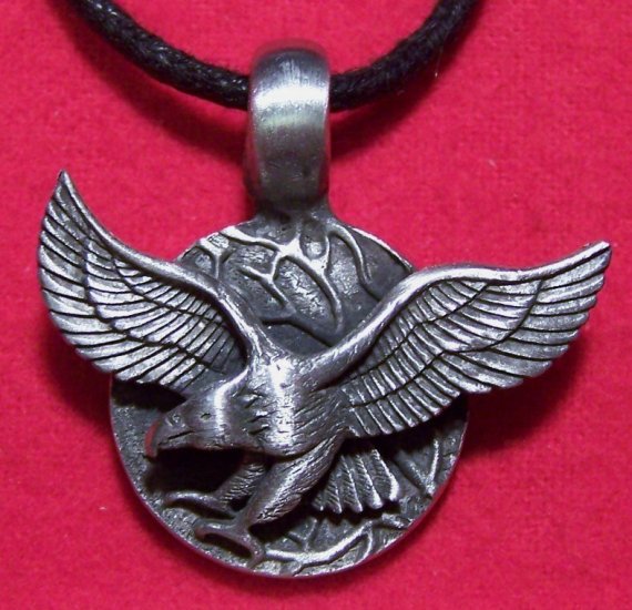Antiqued Pewter Flying Eagle Coin Pendant Necklace