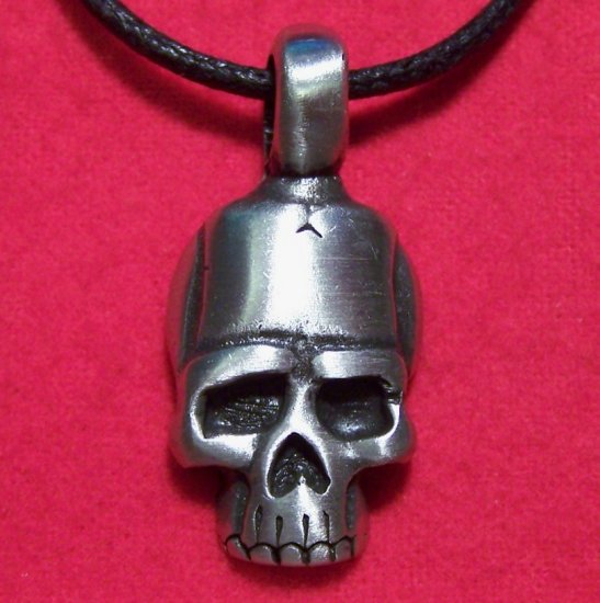 Silver Tone Pewter Gothic Human Skull Tribal Pendant
