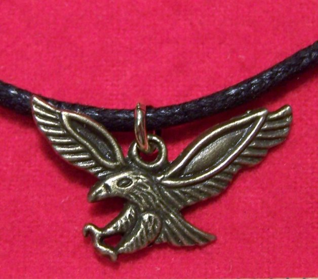 Antiqued Brass Pewter Flying Eagle Pendant Necklace