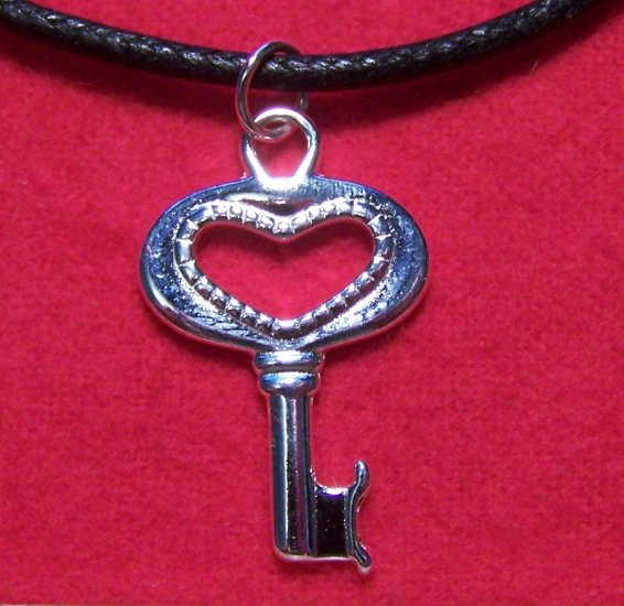 Silver Plated Pewter Key to the Heart Pendant Necklace