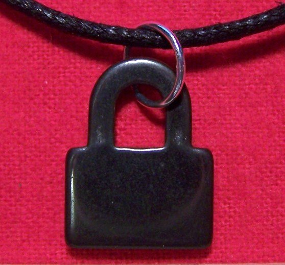 Hemalyke Black Padlock Pendant Cotton Cord Necklace