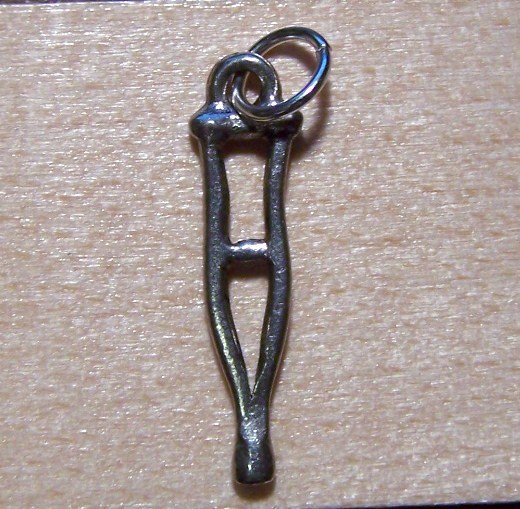 Pewter Crutch Charm Lead Safe Made in U.S.A.