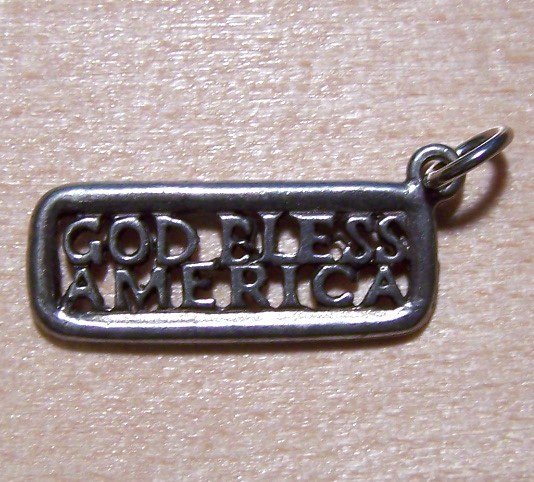 Pewter GOD BLESS AMERICA Charm Lead Safe Made in U.S.A.