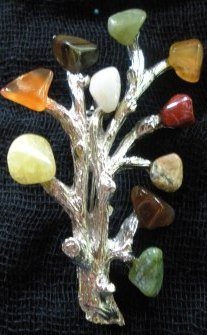80’s Vintage 10 Glass Gemstone Branch Brooch