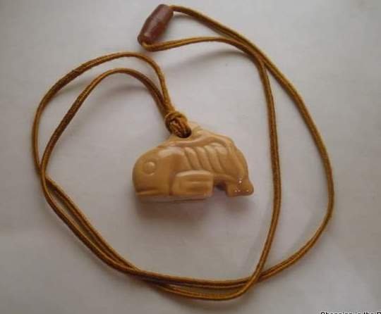 Late Vintage Slide On Ceramic Whale Necklace