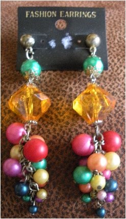 80’s Vintage Fashion Beaded Earrings Made in Philippine