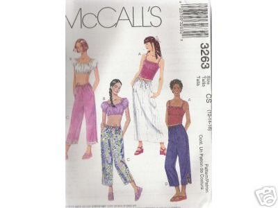 GIRLS TOPS -STRING CAPRI PANTS & SKIRT McCALL'S PATTERN