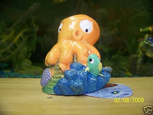 Aqua Toons ORANGE OCTOPUS Decoration for aquariums NEW