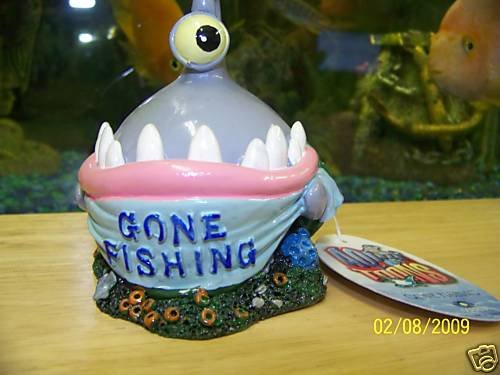 Aqua Toons GONE FISHING Decoration for aquariums NEW