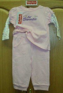 FISHER PRICE 2PC GIRLS SET PANT/LS SHIRT 6-9 MO ~NWT