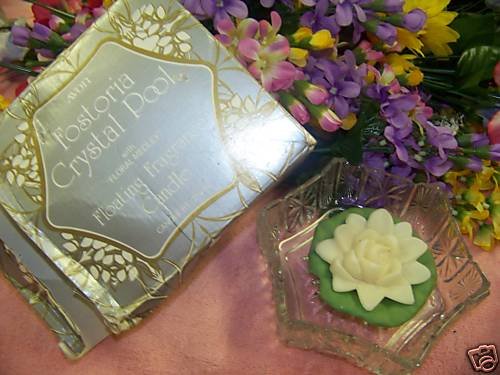 Avon Fostoria Crystal Pool Floating FLORAL MEDLY Candle