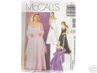 WOMEN'S LINED DRESS & STOLE McCALL'S PATTERN 26-32W