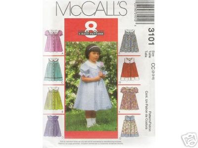 TODDLERS' DRESS with OR w/o Sleeves McCALLs PATTERN 2-4