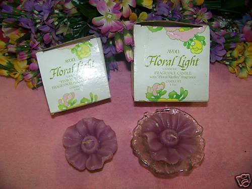 Avon Candle with Holder & Refill LIGHT FLORAL MEDLEY