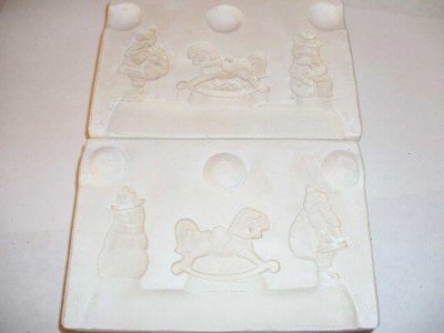 '70 CERAMIC MOLD CHRISTMAS ORNAMENT SNOMAN SANTA HORSE