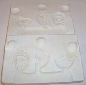 1970s CERAMIC MOLD CHRISTMAS ORNAMENT ~3 CHRISTMAS MICE