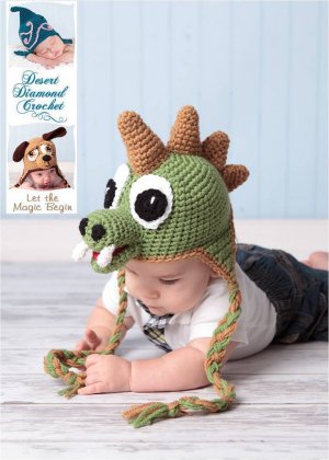 Crochet Pattern 005 - Dinosaur Earflap Beanie Hat - All Sizes
