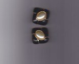 KJL semi large black enamel goldtone earrings