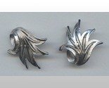 Trifari crown silvertone leaf earrings