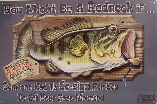 TIN SIGN - Jeff Foxworthy Bass Mount Fishing