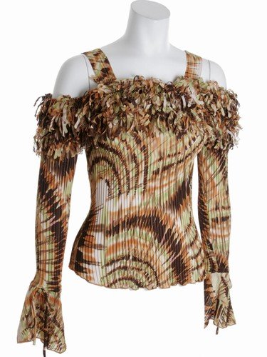 Womens long sleeved ruffle tank shirt - original & sexy-Plus size