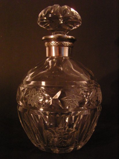 Spanish Cut Glass Silver Decanter
