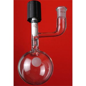 Flask,solvent storage,250ml,0-4mm high vacuum valve,with outer joint 24/40