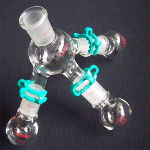 Distillation receiver with3 flasks,lab glassware, 24/40