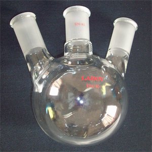Round bottom flask,3-neck,500ml,24/40,heavy wall,angled