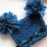 PORTRAIT INFANT BABY SACK HAT WITH POM POMS IN MONTANA SKY - 0-3 MONTHS