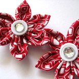 MINI FABRIC FLOWER HAIR CLIPS - SET OF TWO IN CHERRY BOMB BLING