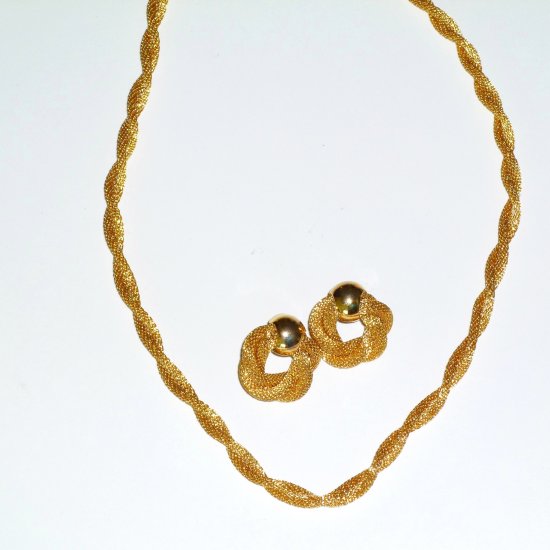 Vintage 1960's Goldtone Mesh Demi Parure Set