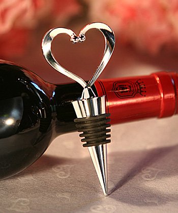 Chrome Open Heart Wine Bottle Stopper, Love Theme Wedding Favor