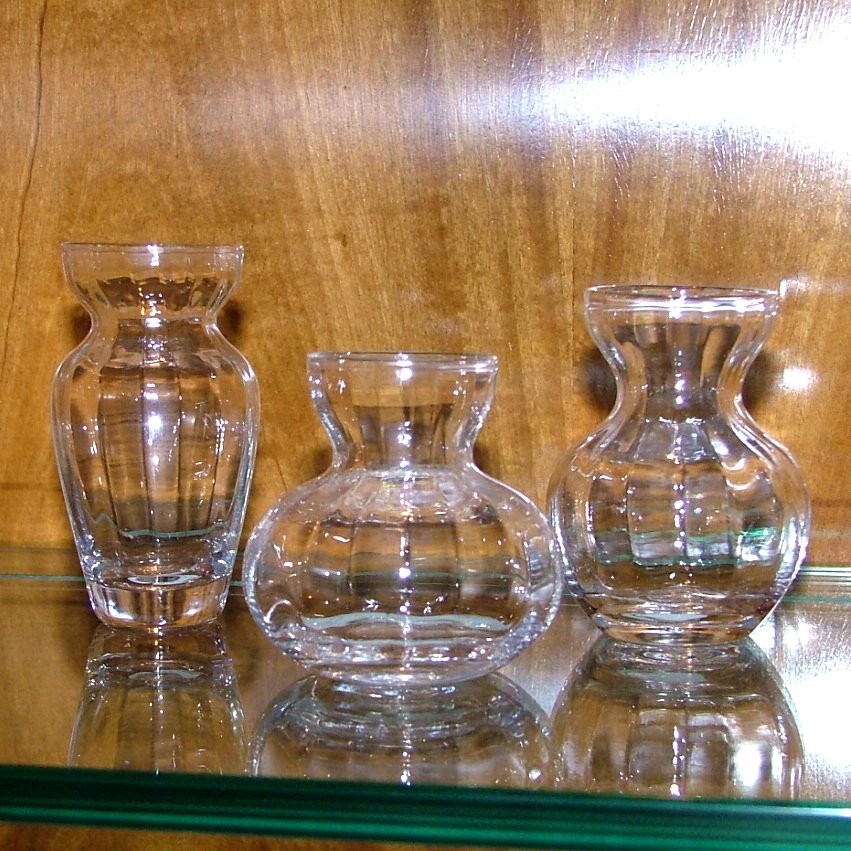 Trio of Fluted Glass Bud Vases