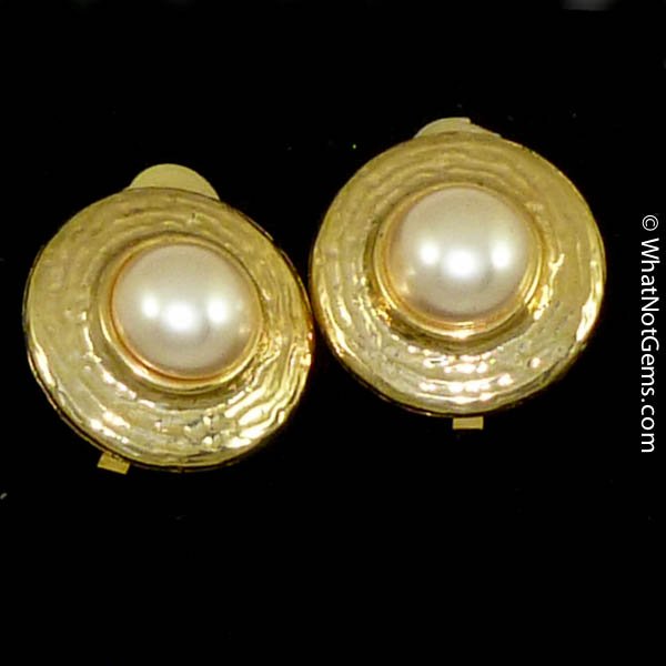 Majorica's Mikimi White Mabé Pearl Platter Clip Earrings