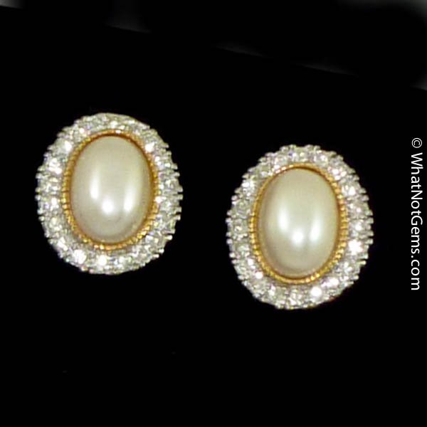 Majorica's Mikimi Pearl & Austrian Crystal Oval ClipEarrings