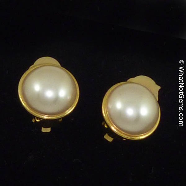 Majorica's Mikimi 16mm Mabé Pearl Gold Clip Earrings